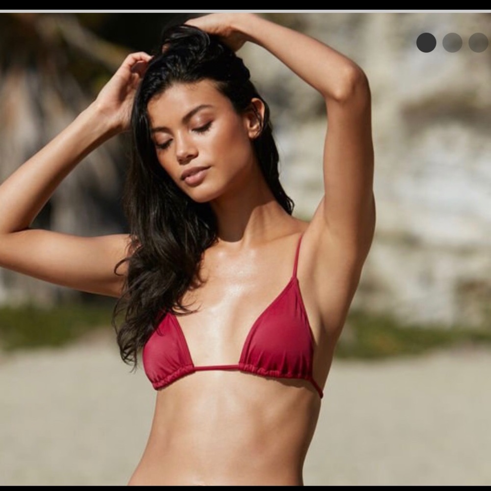 Basic Burgundy Triangle Bikini Top